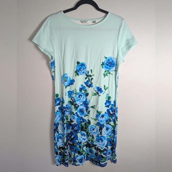 Liz Claiborne Dresses & Skirts - S Liz Claiborne Blue Floral Print Shirt Dress